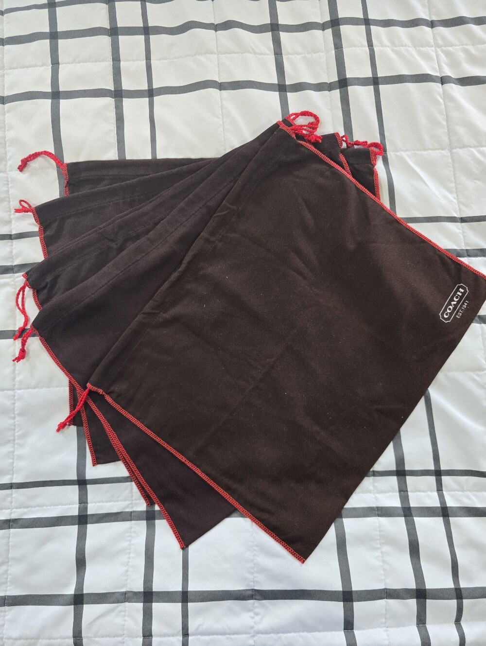 NEW COACH Set of 5 Brown Red Dust Bags 16.5 x 13.5 Handbag Storage